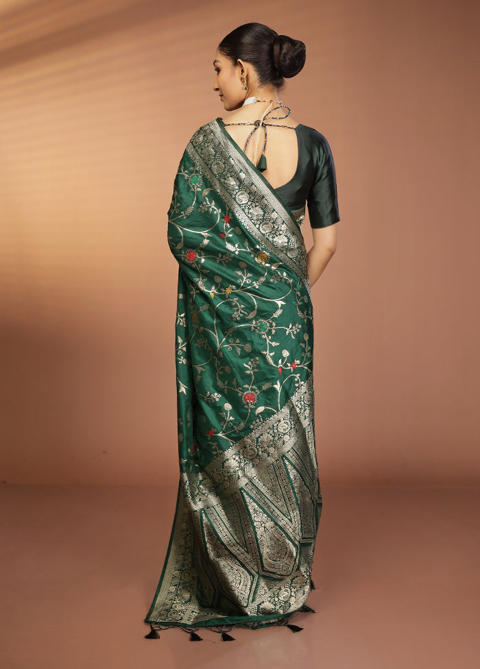 Green Dupion Silk Saree With Blouse Piece