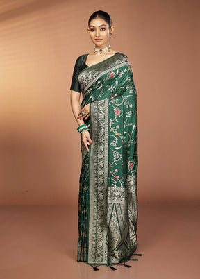 Green Dupion Silk Saree With Blouse Piece