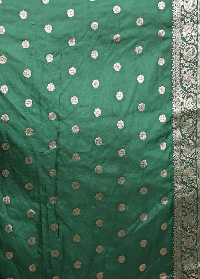 Green Dupion Silk Saree With Blouse Piece