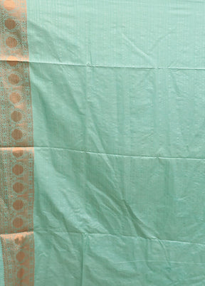 Green Dupion Silk Saree With Blouse Piece