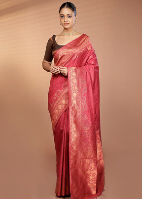 Blue Dupion Silk Saree With Blouse Piece