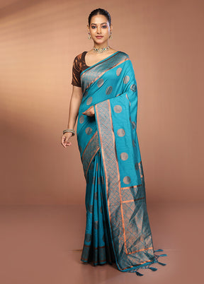 Green Dupion Silk Saree With Blouse Piece