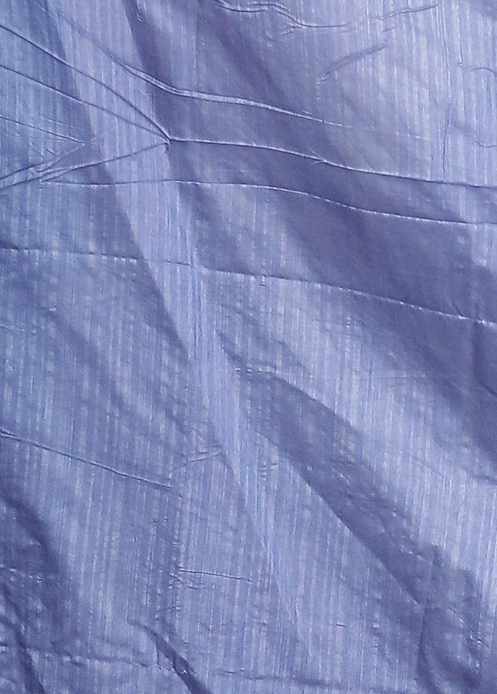 Blue Dupion Silk Saree With Blouse Piece