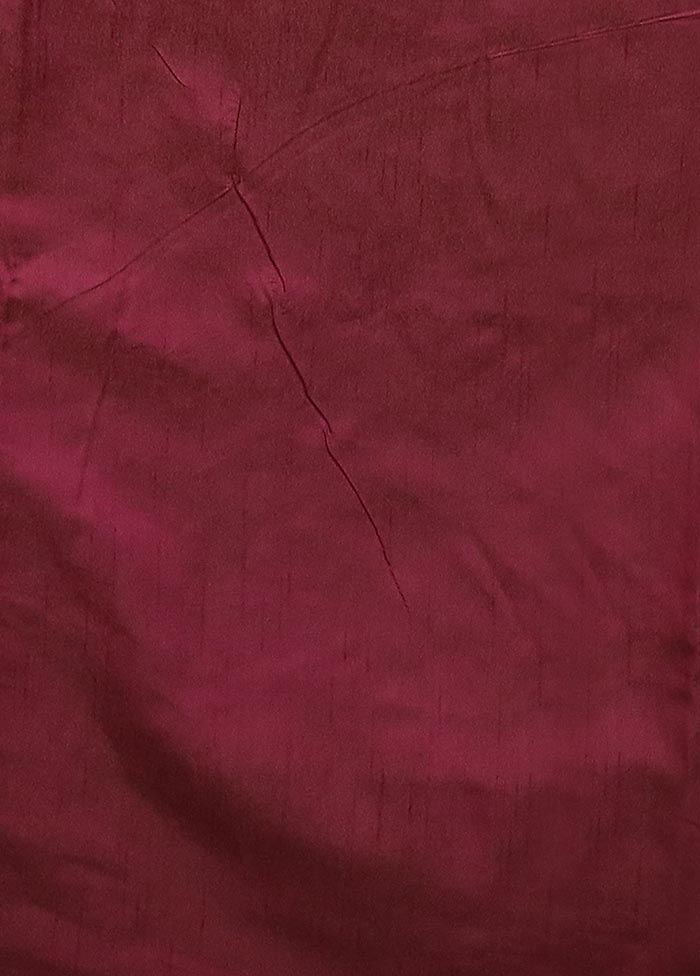 Maroon Dupion Silk Saree With Blouse Piece