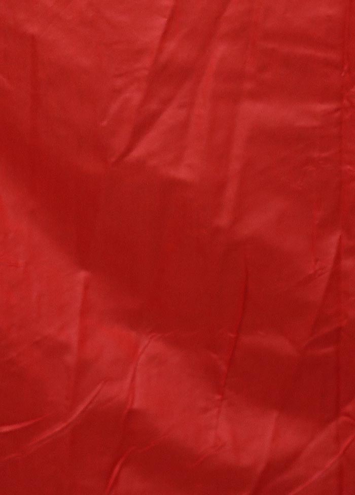 Red Dupion Silk Saree With Blouse Piece