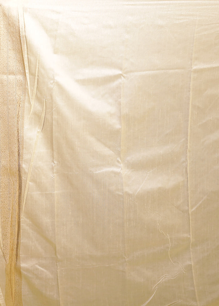 Cream Dupion Silk Saree With Blouse Piece