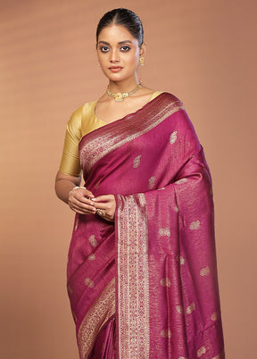 Purple Dupion Silk Saree With Blouse Piece