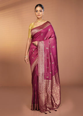 Purple Dupion Silk Saree With Blouse Piece