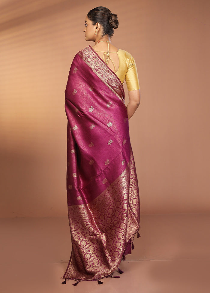 Purple Dupion Silk Saree With Blouse Piece