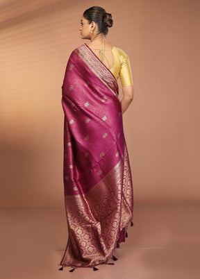Purple Dupion Silk Saree With Blouse Piece