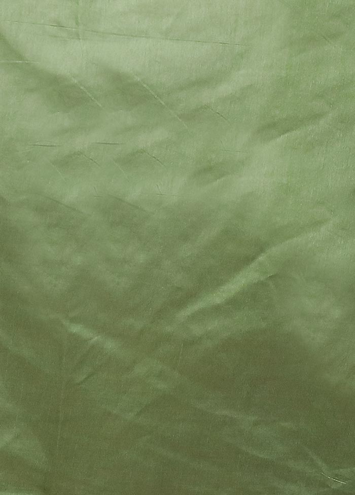 Green Dupion Silk Saree With Blouse Piece