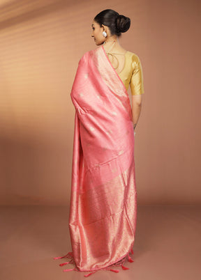 Pink Dupion Silk Saree With Blouse Piece