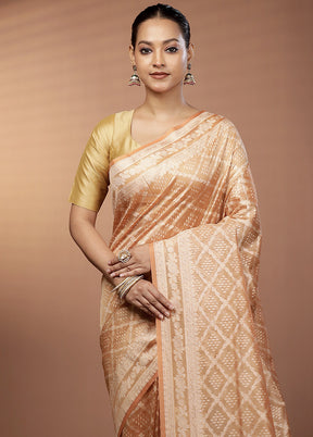 Rust Tissue Silk Saree With Blouse Piece