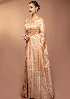 Rust Tissue Silk Saree With Blouse Piece