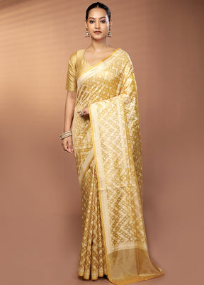 Yellow Tissue Silk Saree With Blouse Piece