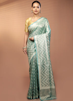 Green Tissue Silk Saree With Blouse Piece