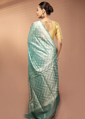 Green Tissue Silk Saree With Blouse Piece