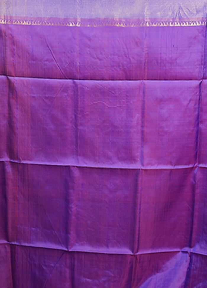 Peach Kalakshetra Pure Silk Saree With Blouse Piece