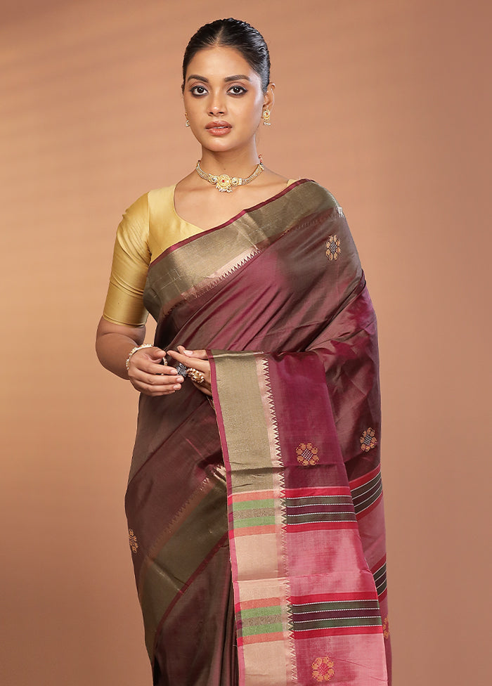 Blue Kalakshetra Pure Silk Saree With Blouse Piece