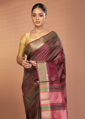 Blue Kalakshetra Pure Silk Saree With Blouse Piece