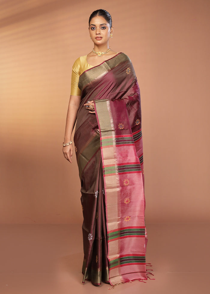 Blue Kalakshetra Pure Silk Saree With Blouse Piece