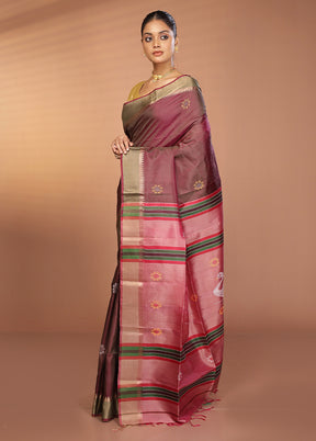 Blue Kalakshetra Pure Silk Saree With Blouse Piece