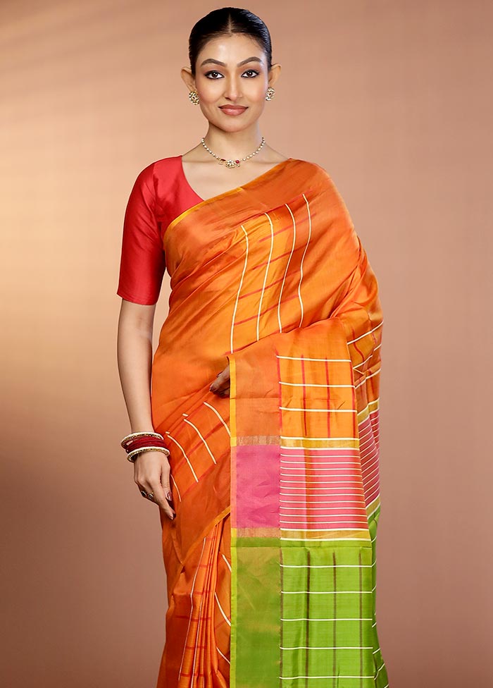 Yellow Kanjivaram Silk Saree With Blouse Piece