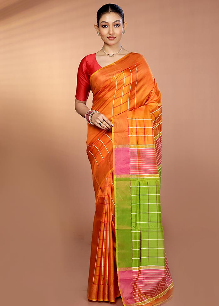 Yellow Kanjivaram Silk Saree With Blouse Piece