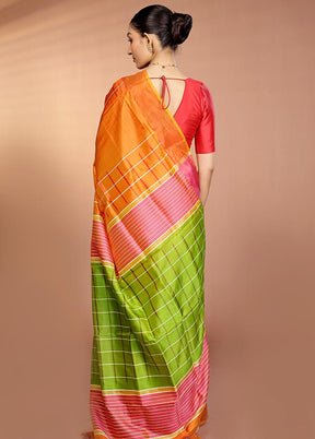 Yellow Kanjivaram Silk Saree With Blouse Piece