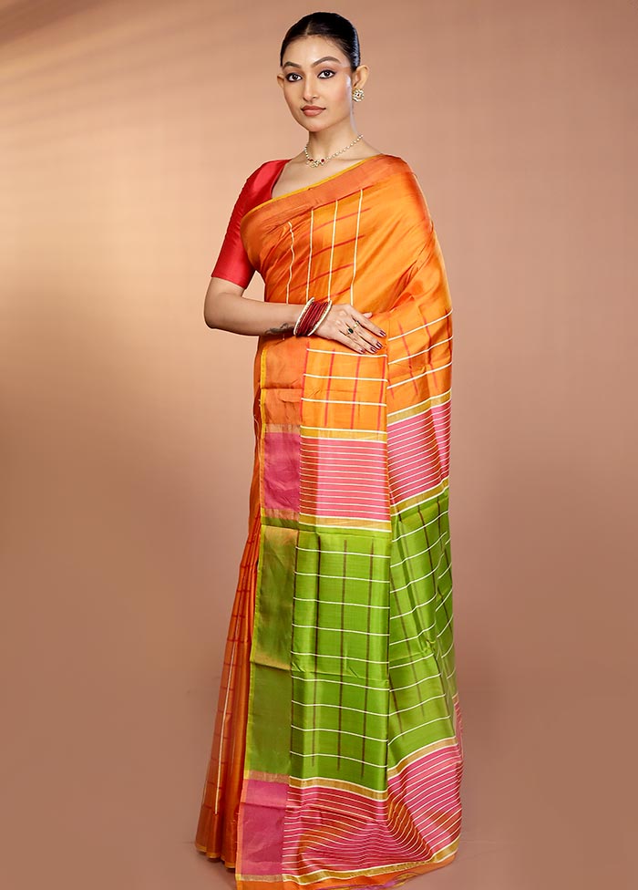 Yellow Kanjivaram Silk Saree With Blouse Piece