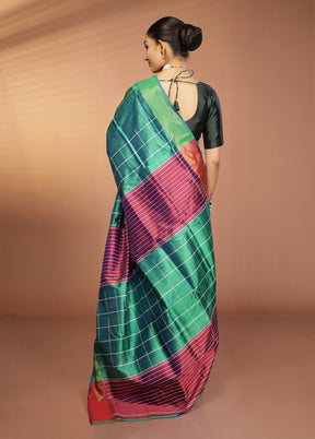 Green Kalakshetra Silk Saree With Blouse Piece