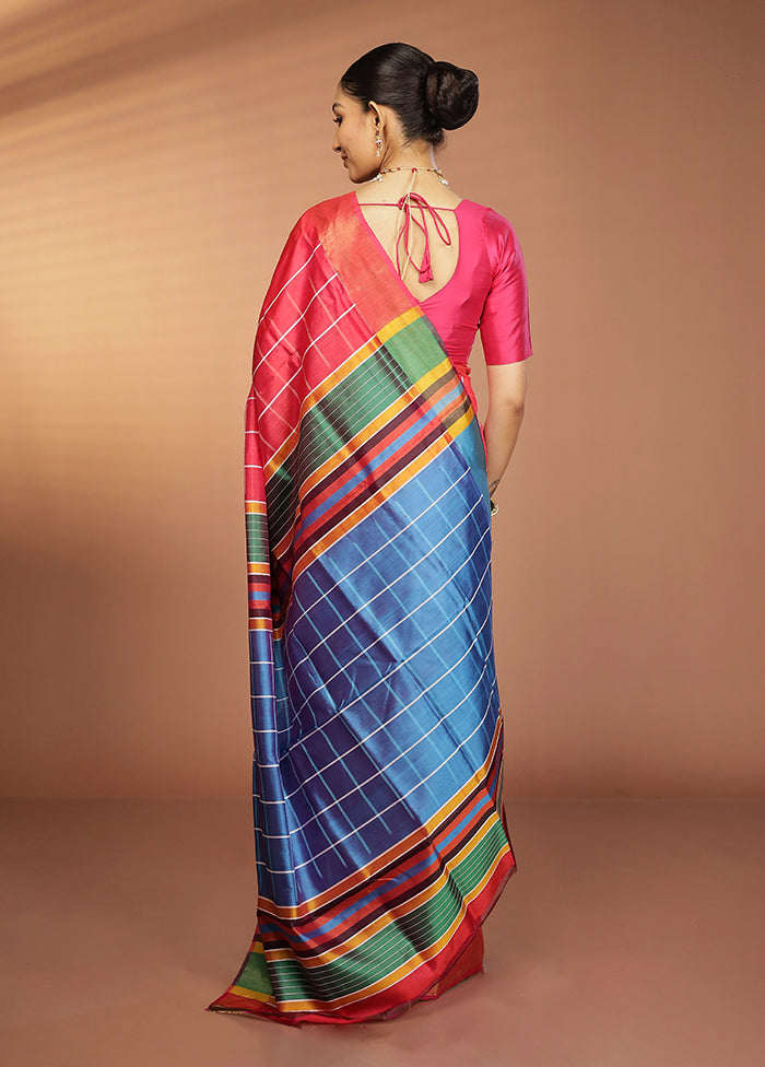 Red Kalakshetra Silk Saree With Blouse Piece