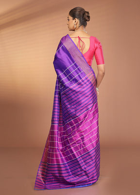 Blue Kalakshetra Silk Saree With Blouse Piece