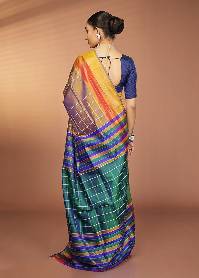 Yellow Kalakshetra Silk Saree With Blouse Piece