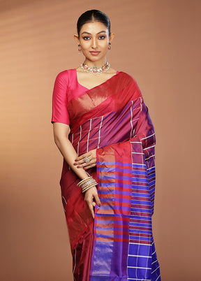 Purple Kalakshetra Silk Saree With Blouse Piece