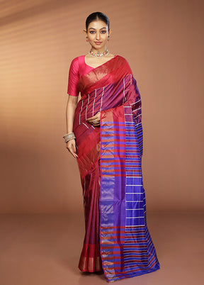 Purple Kalakshetra Silk Saree With Blouse Piece