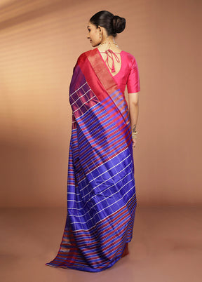 Purple Kalakshetra Silk Saree With Blouse Piece