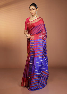 Purple Kalakshetra Silk Saree With Blouse Piece