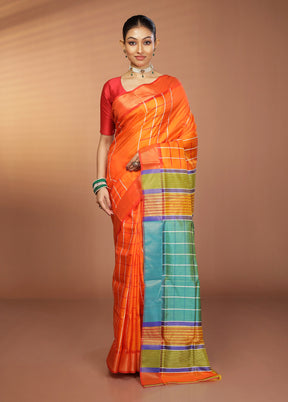 Yellow Kalakshetra Silk Saree With Blouse Piece