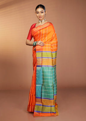 Yellow Kalakshetra Silk Saree With Blouse Piece