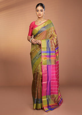 Green Kalakshetra Silk Saree With Blouse Piece