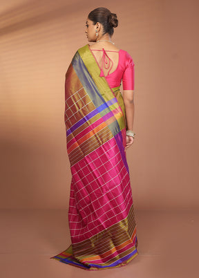 Green Kalakshetra Silk Saree With Blouse Piece