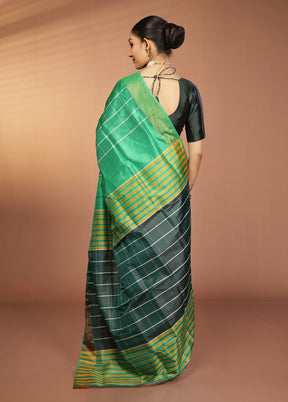Green Kalakshetra Silk Saree With Blouse Piece