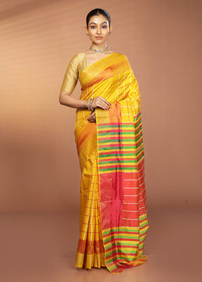 Yellow Kalakshetra Silk Saree With Blouse Piece