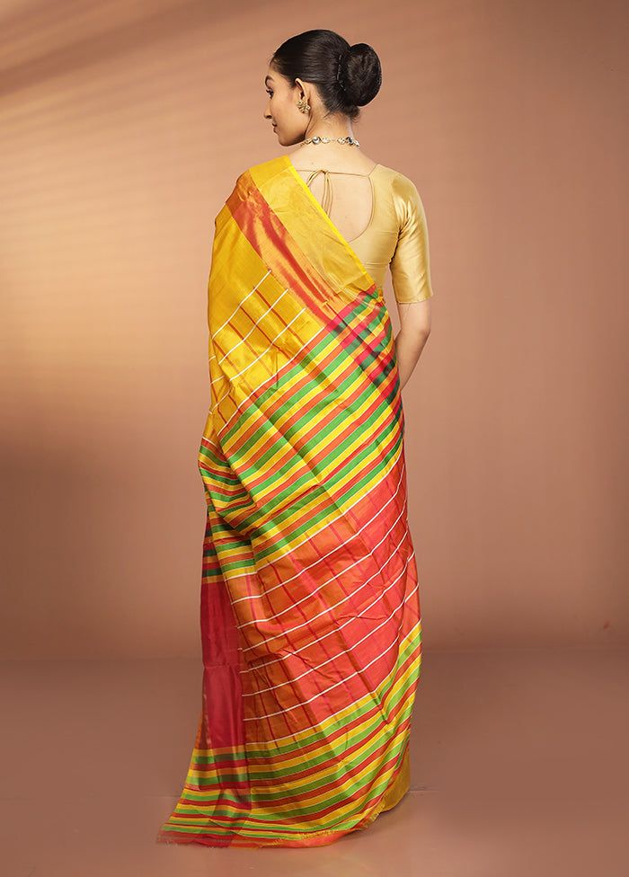 Yellow Kalakshetra Silk Saree With Blouse Piece