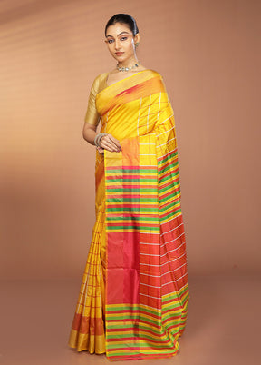 Yellow Kalakshetra Silk Saree With Blouse Piece