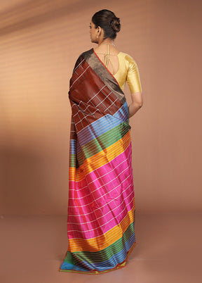 Maroon Kalakshetra Silk Saree With Blouse Piece