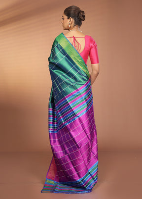 Green Kalakshetra Silk Saree With Blouse Piece