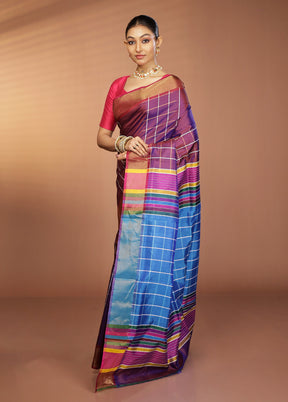 Purple Kalakshetra Silk Saree With Blouse Piece