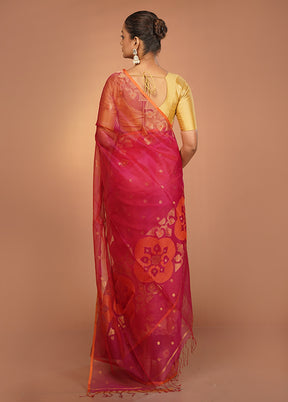 Red Handloom Matka Pure Silk Saree With Blouse Piece